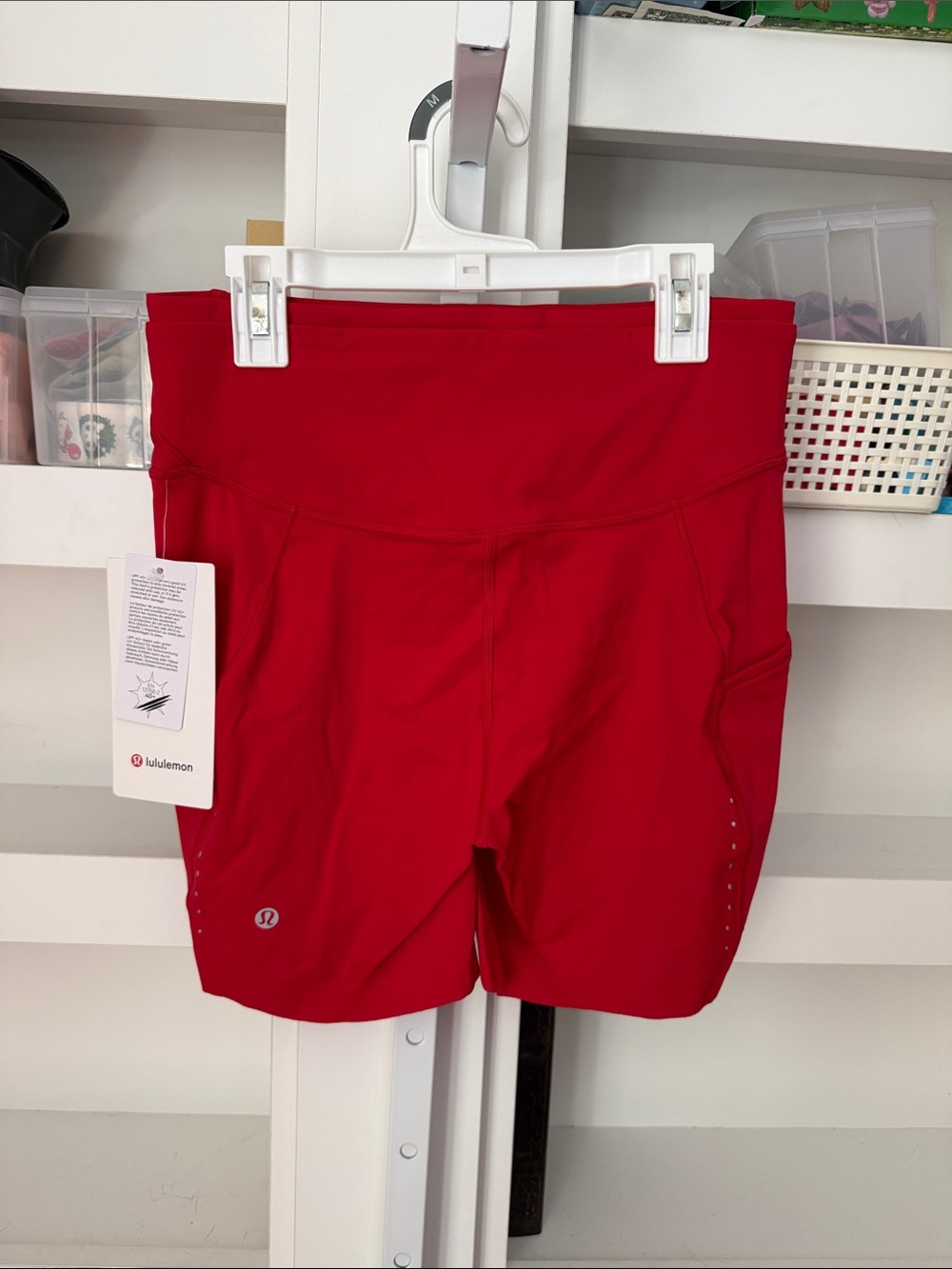 NWT Lululemon Fast and Free High-Rise Biker Short 6" 5 Pocket Sz 8 Oxford Red
